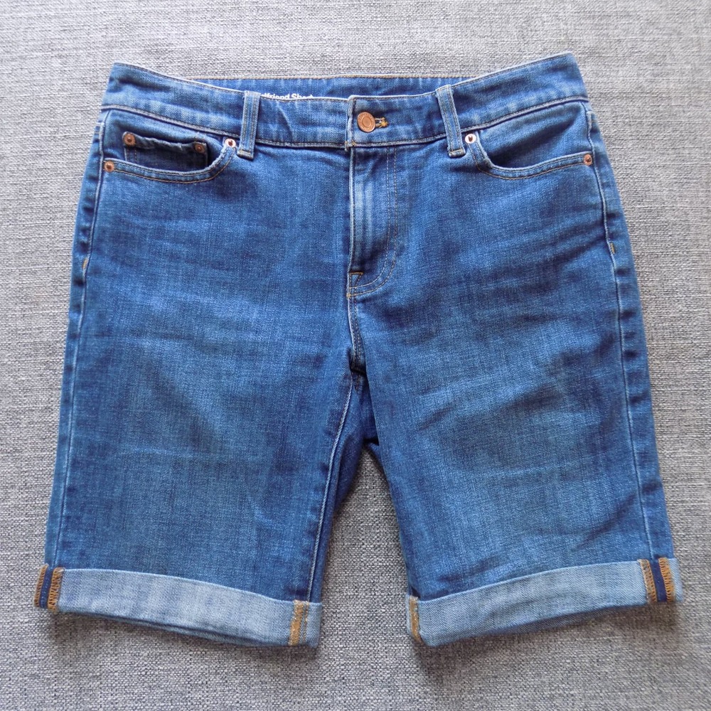 Talbots Girlfriend Shorts Women 4 Blue Good Cuffed Denim Flawless Mid Rise 1848